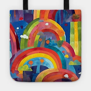 Cute Over The Rainbow Colorful Abstract Landscape Tote