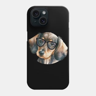 Cute Dachshund with black glasses Phone Case