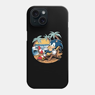 A sonic the hedgehog relaxing in a chair at the beach Phone Case