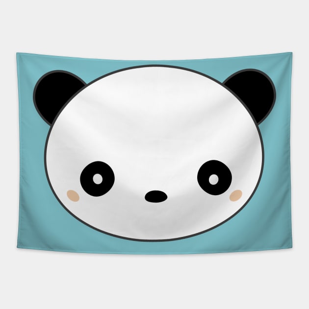 Kawaii Cute Panda Face Tapestry by happinessinatee