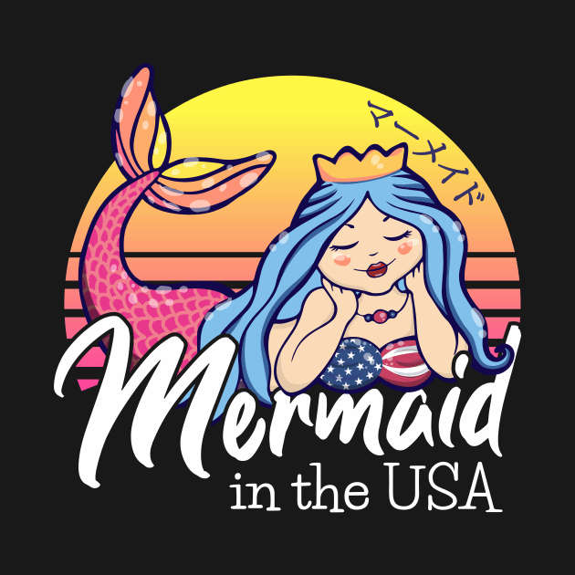 Vaporwave Aesthetic Sunset Mermaid In The Usa by zeno27