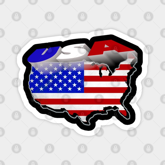 USA 3D Map Flag Magnet by KZK101