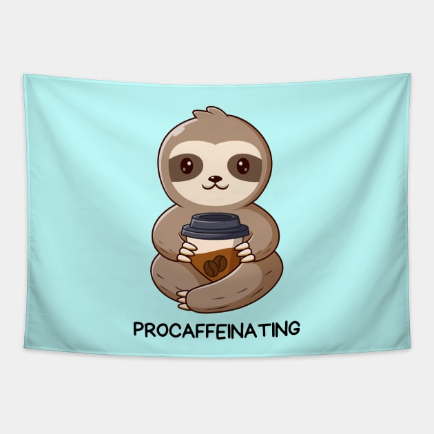 Procaffeinating | Procrastinator Coffee Pun Tapestry by Allthingspunny