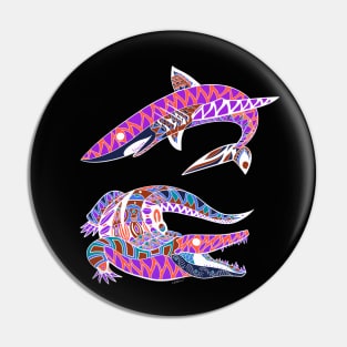 shark and crocodille ecopop pattern in dark Pin