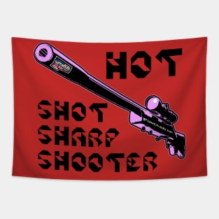 Hot Shot Sharp Shooter, v. Code Pink Blk Text Tapestry