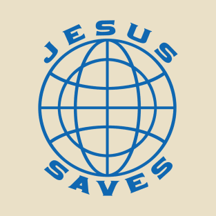 Jesus Saves Blue (Globe) T-Shirt T-Shirt