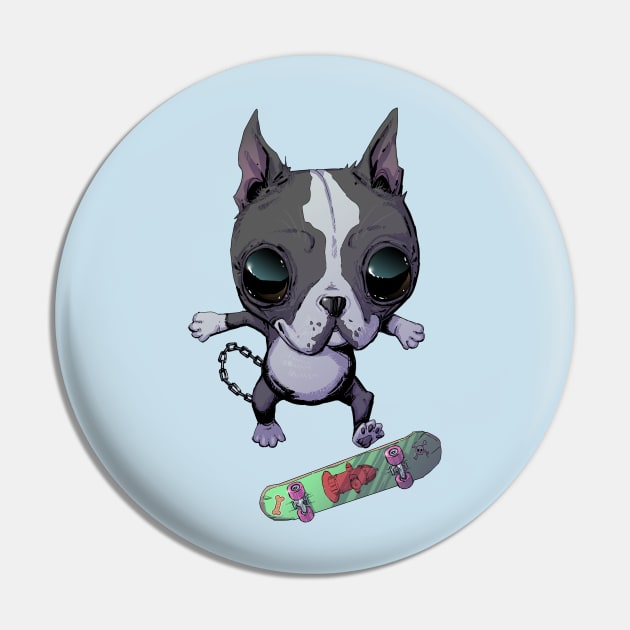 Boston Terrier Skateboarding Gift For Boston Terrier Owners and Lovers Pin by Hutchew