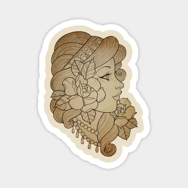 Lady and Roses Magnet by NinjaSquirell