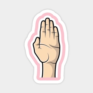 Counting People Hand Sticker vector illustration. People hand objects icon concept. Open palm showing number five sticker design logo. Magnet