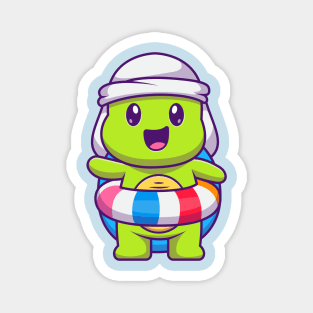 Cute Turtle Wearing Swim Balloon Cartoon Magnet