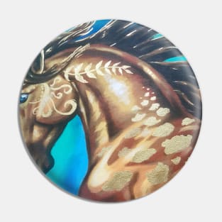 Gilded Buckskin Horse Painting Pin