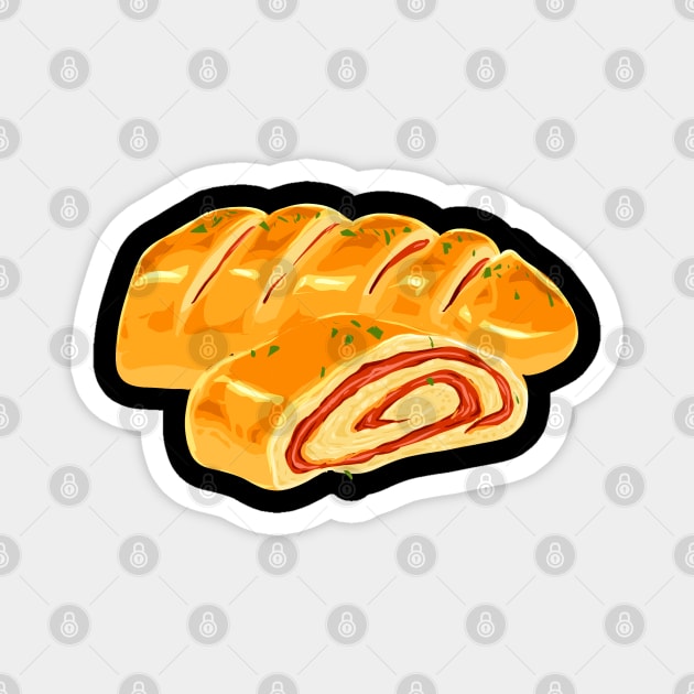 Drawing of a pizza Stromboli Magnet by Modern Medieval Design