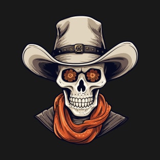 Halloween Cowboy Skeleton With Western Hat Wild West T-Shirt