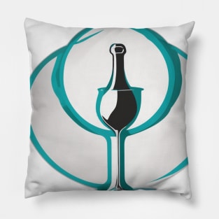 Elegant Wine Bottle and Glass Silhouette Design No. 654 Pillow