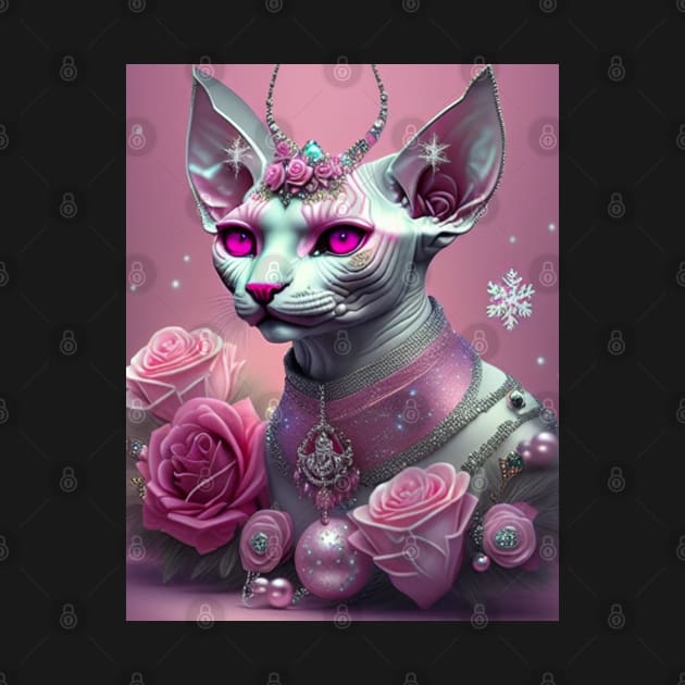 Pink Sphynx Devil with Roses by Enchanted Reverie