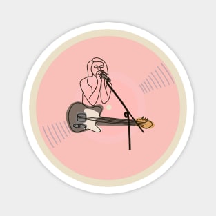 Vinyl - Singer + guitarist minimalist line art (pink) Magnet