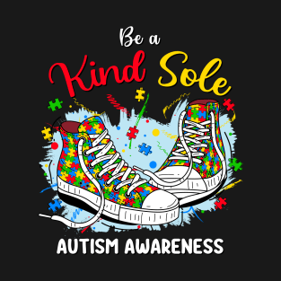 Be A Kind Sole Autism Awareness Rainbow Trendy Puzzle Shoes T-Shirt