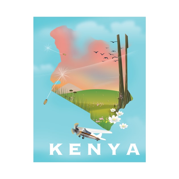 Beautiful Kenya map travel poster by nickemporium1