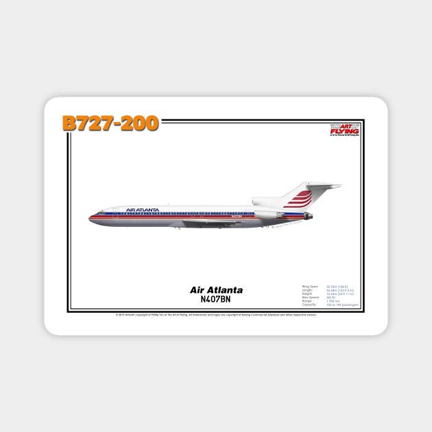 Boeing B727-200 - Air Atlanta (Art Print) Magnet by TheArtofFlying