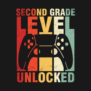 Gamer Student Second Grade Level Unlocked Back To School Day T-Shirt