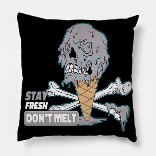 Cute Skeleton Screaming Ice Cream Skull Pillow