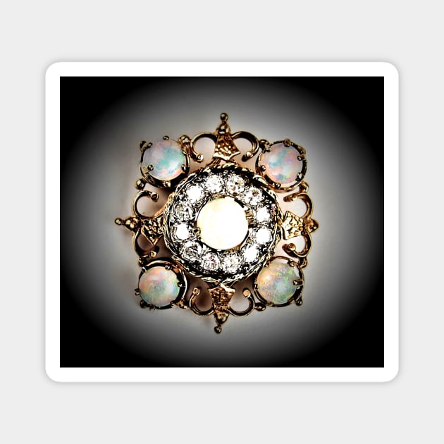 jewelled diamond pearl brooch decadent allure Magnet by jacquline8689