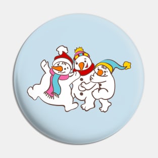 Three happy snowman for winter and Christmas Pin