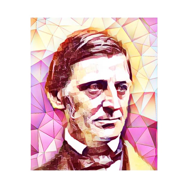 Ralph Waldo Emerson Pink Colourful Portrait | Ralph Waldo Emerson Artwork 13 by JustLit