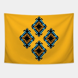 Aztec native geometric pattern tribal style tribal background bold colors mexican design Tapestry