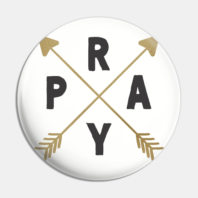 Pray Gold Crossed Arrows Pin by JakeRhodes