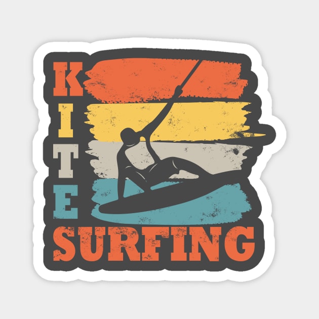 Kite surfing Kite surfer kite board retro vintage design Magnet by Lomitasu