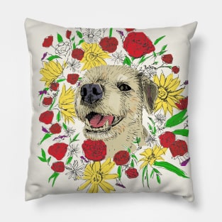 Border Terrier and Flowers in Colour Pillow