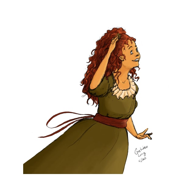 Curly Redhead in a Green Dress by A2Gretchen