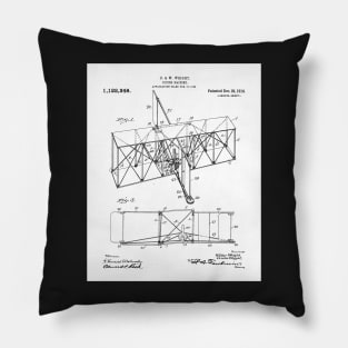 Wright Brothers Machine Patent - Airplane Art - Black And White Pillow