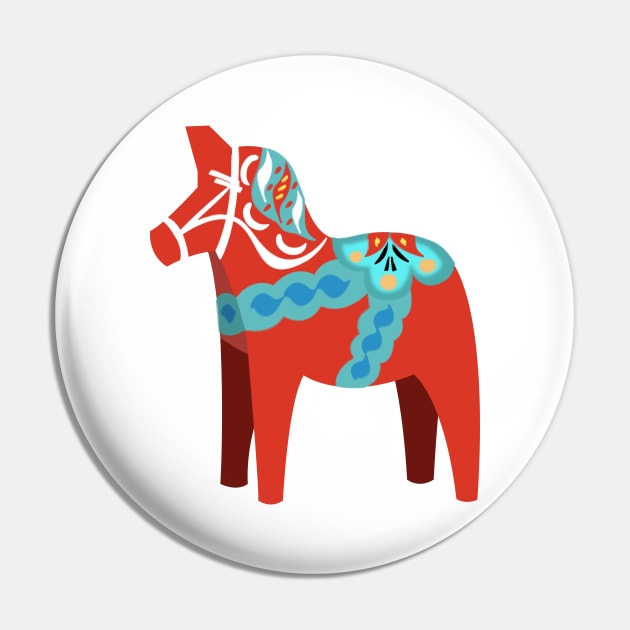 Red Dala Horse Pin by CTstudio