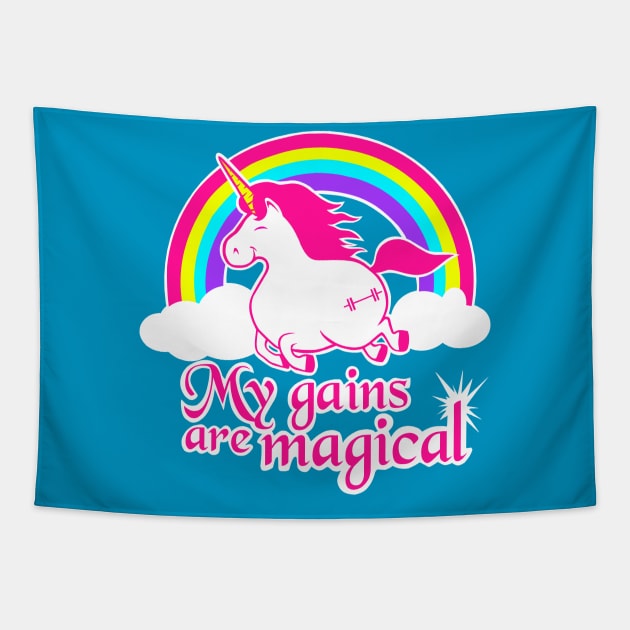Barbell Unicorn, gym girl, weightlifting women, fitness Tapestry by TimAddisonArt