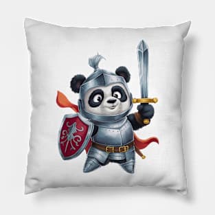 Knight Panda - Valiant Defender - Medieval Warrior Panda Tee Pillow