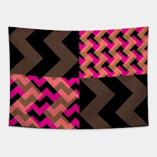 'Ziggy' - in Cerise and Orange on a Black and Brown base Tapestry