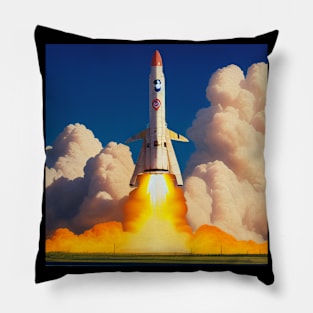 Vintage Space Rocket Launch Pillow