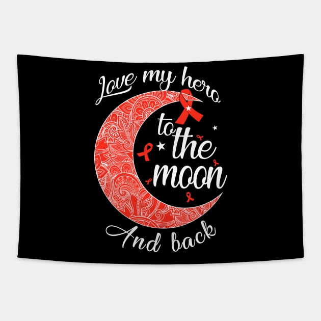 love blood cancer warrior to the moon Tapestry by TeesCircle