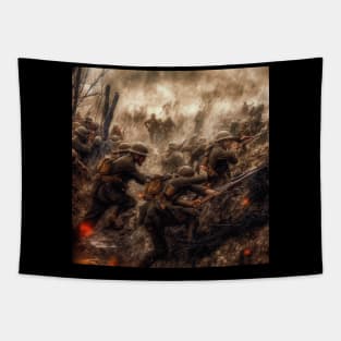 Brave Soldier in War  Powerful Military Artwork Tapestry