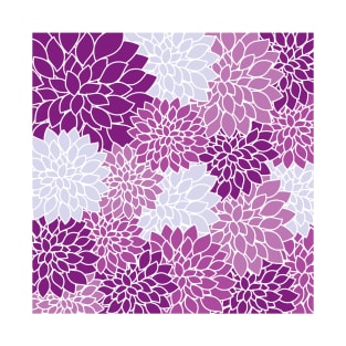 Dahlia Flowers, Pattern Of Flowers, Purple Dahlia T-Shirt