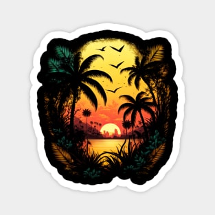 80s Vintage Palmtree Sunset Magnet