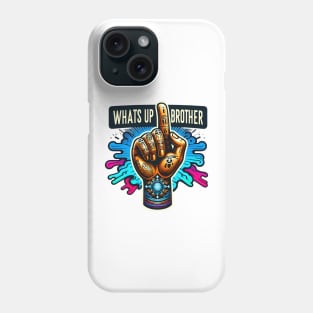 Funny Sketch streamer whats up brother Hand with tattoos and glowing accents Phone Case