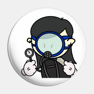 Ordinary Scuba Diving man with circular mask, Minimal cartoon, plain cute design Pin