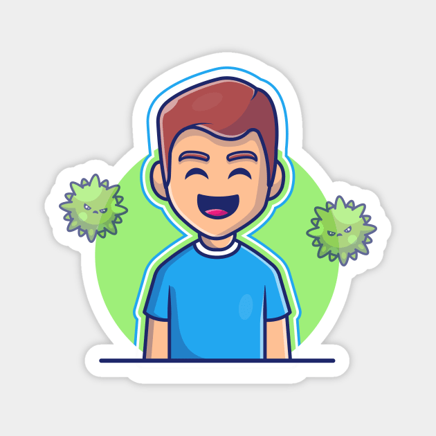 Boy With Strong Immunity Cartoon Magnet by Catalyst Labs