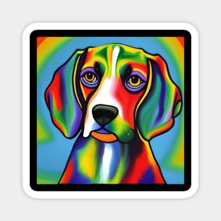 Beagle Dog Rainbow Painting Magnet