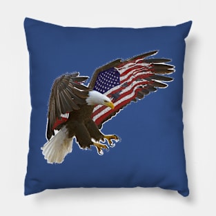 AMERICAN BALD EAGLE FLYING WITH FLAG WINGS Pillow