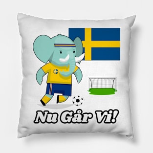 ⚽ Sweden Football, Elephant Scores a Goal, Nu Går Vi! Team Spirit Pillow