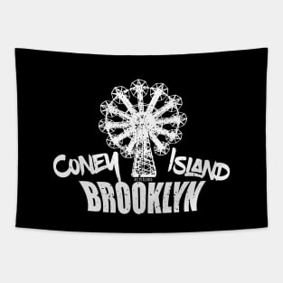 Coney Island Brooklyn white ink Tapestry